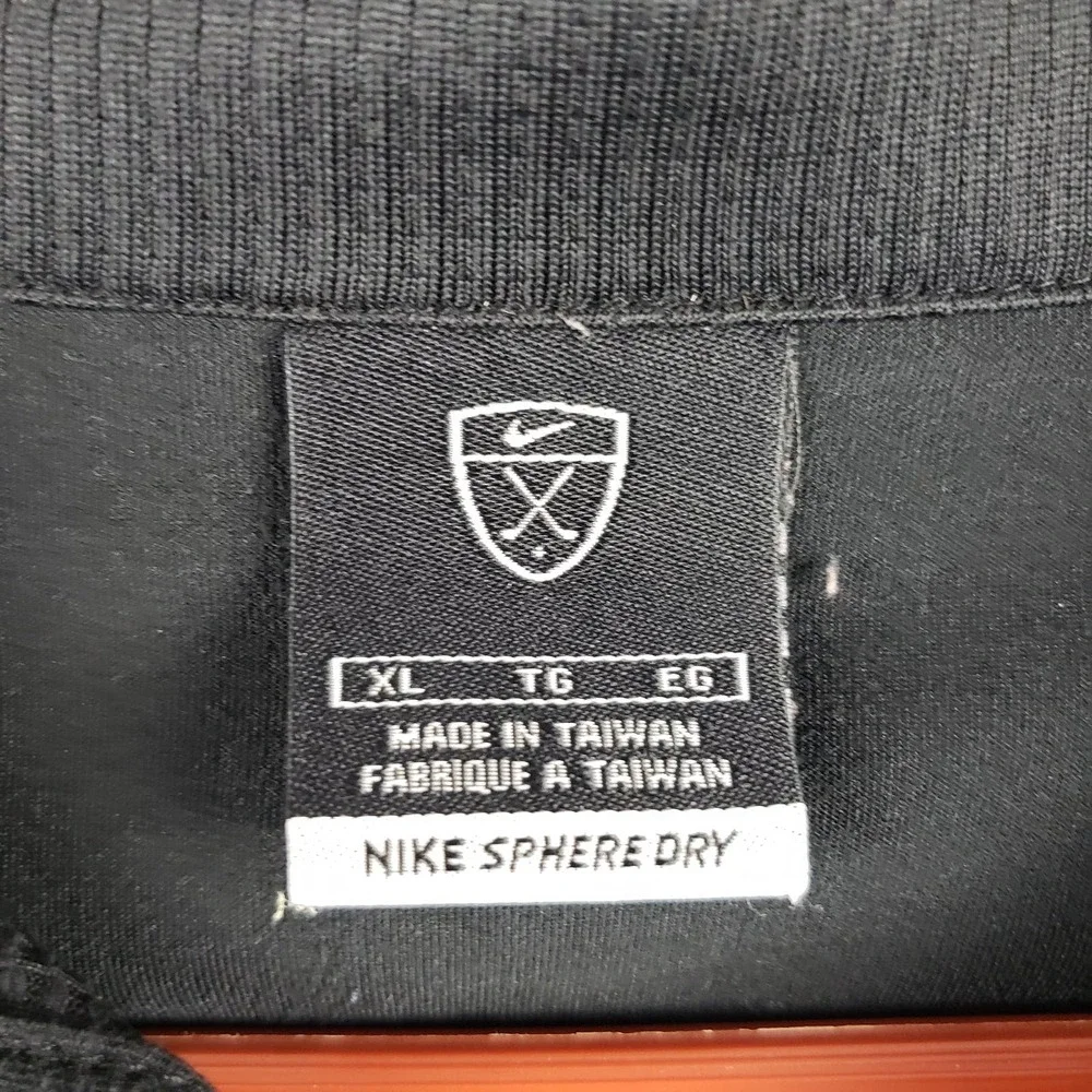 Nike Men's XL Classic Athletic Polo Shirt Solid Black‎ White Swoosh Sphere Dry